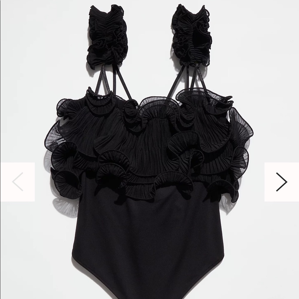 Free People Ruffle Tank Bodysuit